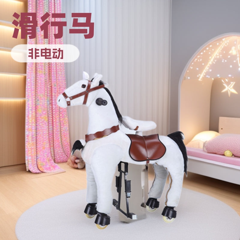Medium Size Zhuge Mechanical Horse Rocking Wooden Toy, Sliding and Walking Ride-On Horse, One-Piece Dropshipping, Educational Smart Baby Doll