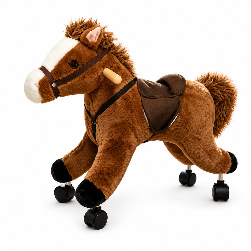European &amp; Cross-Border Plush Sled Ride-On Horse Toy with Wheels — Baby-Ready Riding Play Horse