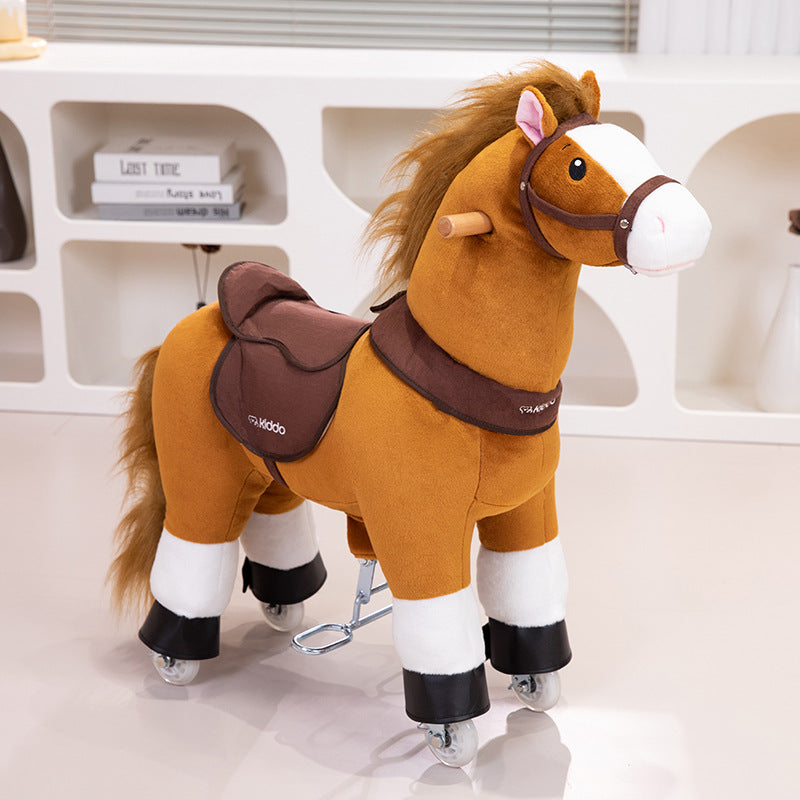 Zhuge Wooden Horse Trampoline Jumping Horse Ride-On Toy for Children, Large Size, Adult-Friendly, Multicolor Options, Birthday Gift for Baby