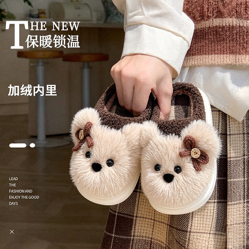 Kids cotton slippers girlscute puppy autumn winterindoorthick solenon-slip cartoonheattech boys' furry slippers