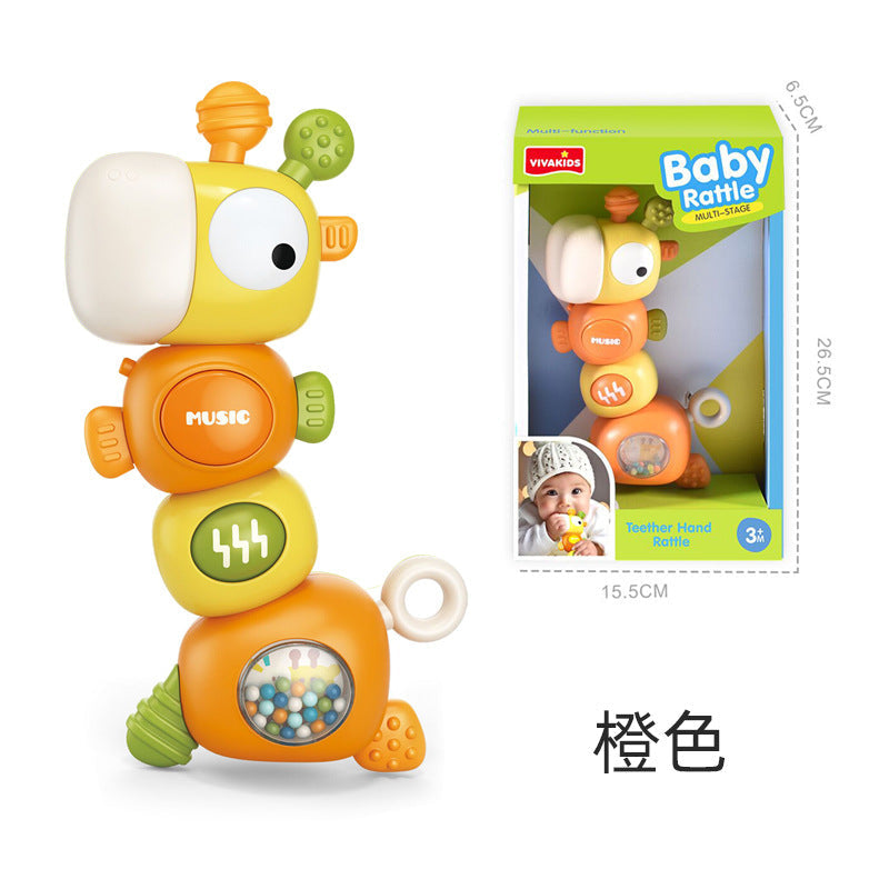 Baby Multi-Function Hand-Crank Rattle Bed Bell with Twisting Sound & Lights, Teething Chew Toy for Ages 0-3, Soothing Newborn Rattle