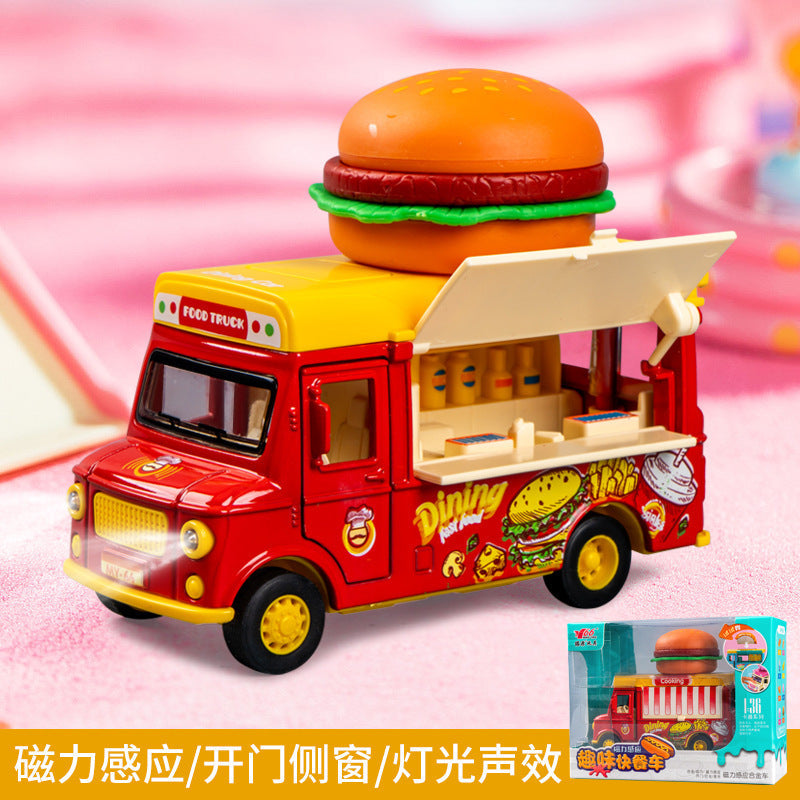 Magnetic Alloy Ice Cream Burger & Popsicle Playset for Kids (Boys & Girls) — Pretend Kitchen Toy Cart