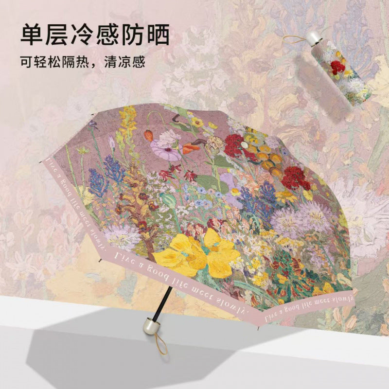 Anti-ultraviolet Flower Umbrella Sun Protection Sunny Umbrella Dual-purpose Small Portable Sun Umbrella Black Glue