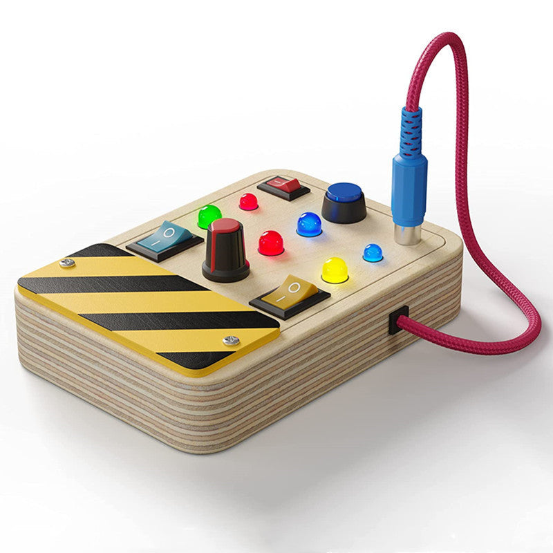 Cross-border Montessori LED electronic wooden busy board children's educational switch button cognitive toy set