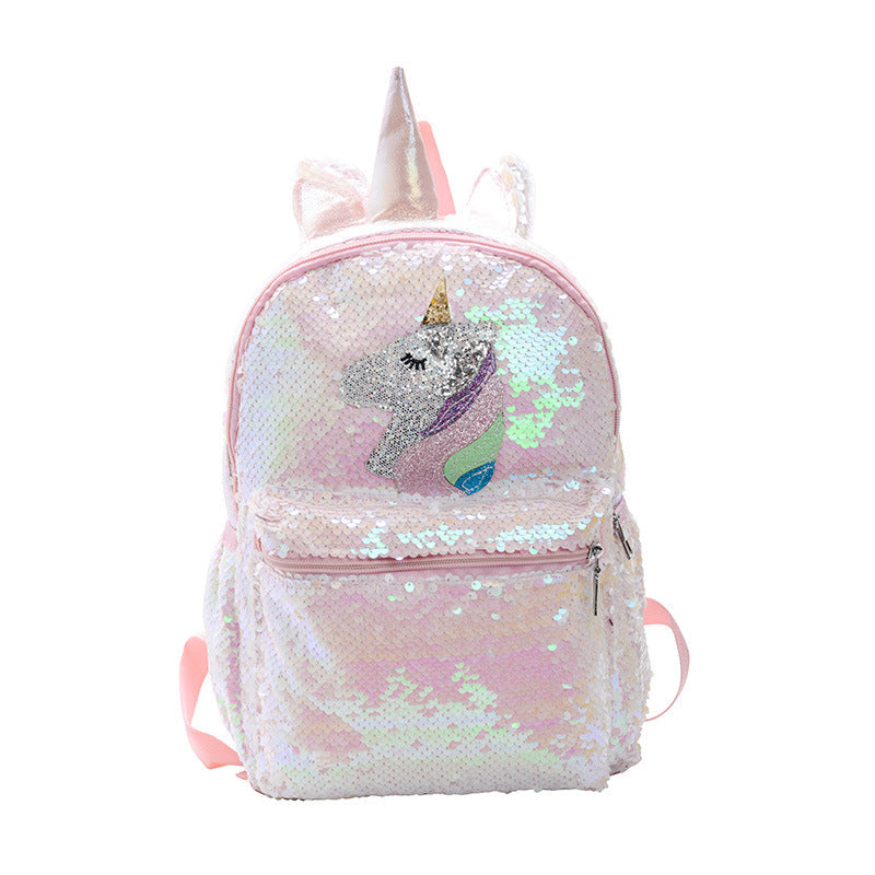 New Cross-Border Fashion Kids Sequin Backpack Pink Lightweight Cute Cartoon Mini Bag Custom Logo Compatible All-Match