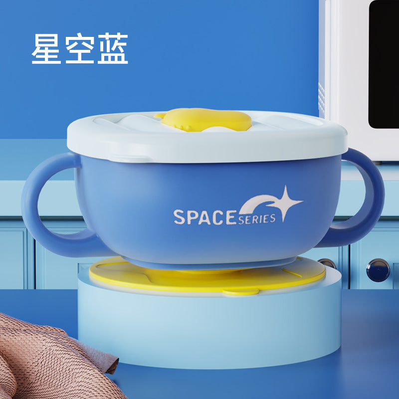 Jiayi Baby Children's Bowl Anti-Scalding and Fall-Resistant 316 Stainless Steel Bowl Baby Food Bowl Suction Cup Bowl Binaural Bowl Wholesale