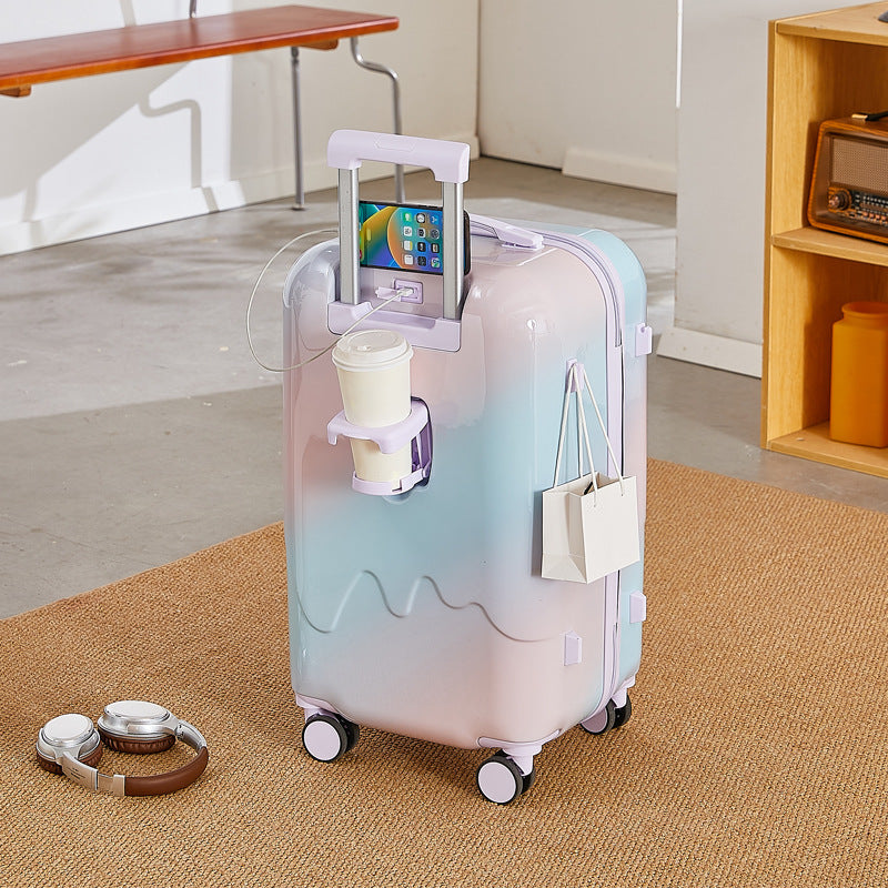 Gradient Ice Cream Suitcase, Popular among Girls, High Appearance Value, 24-Inch Travel Trolley Case, 20-Inch Password Box, Student 26inch