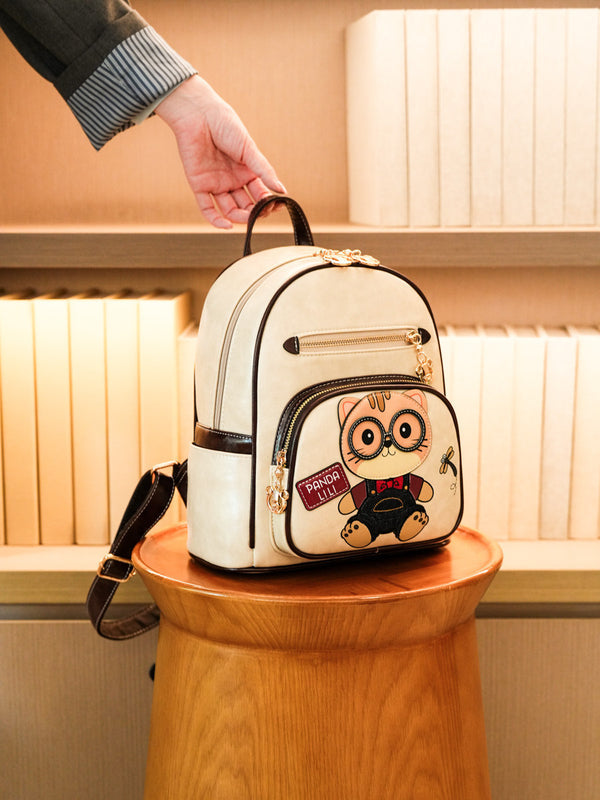 2026 New Women’s Backpack, Versatile Color-Block Cartoon Casual Travel Bag, Minimalist School Bag, Large Capacity, Commuter Daypack