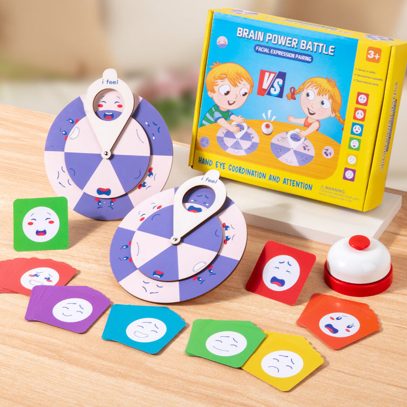 Kids Parent-Child Interactive Face-Change Expression Wooden Desktop Game Spinner Preschool Learning Enlightenment Educational Toy
