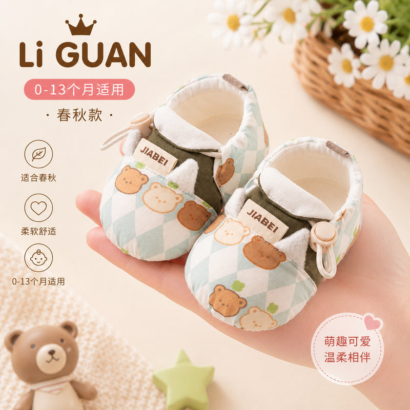 Spring and Autumn Baby Shoes 0-3-6 Months Soft Sole Anti-Slip Breathable Newborn Infant Spring Baby Shoes and Socks Pre-Walking Shoes