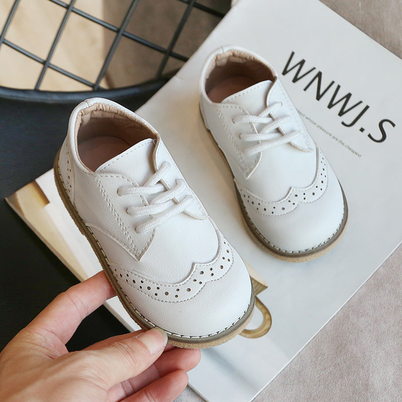 Children's Brogue Shoes Spring New British Style Small Leather Shoes Boys Soft Sole Non-Slip Baby Flats Trbottomy Kidsren's Shoes