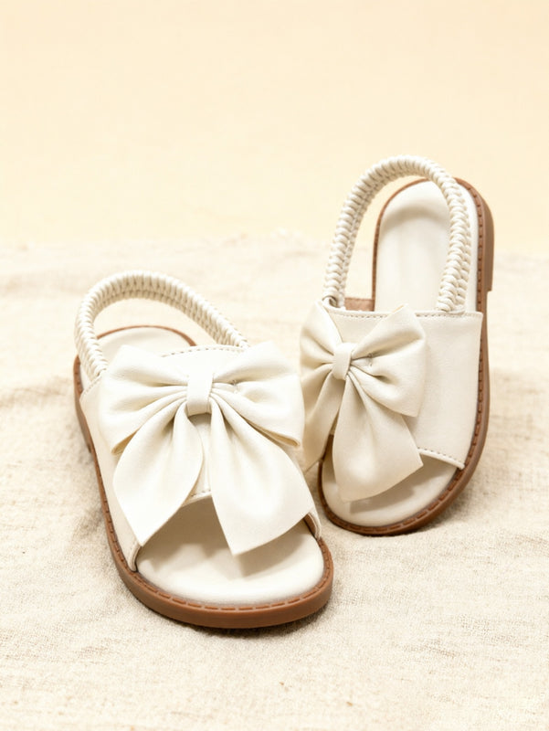 2026 Summer Girls’ Two-Way Sandals with Bow Details, Slip-On Slides with Ankle Strap, Soft Sole Anti-Slip Versatile Princess Shoes for Everyday Wear