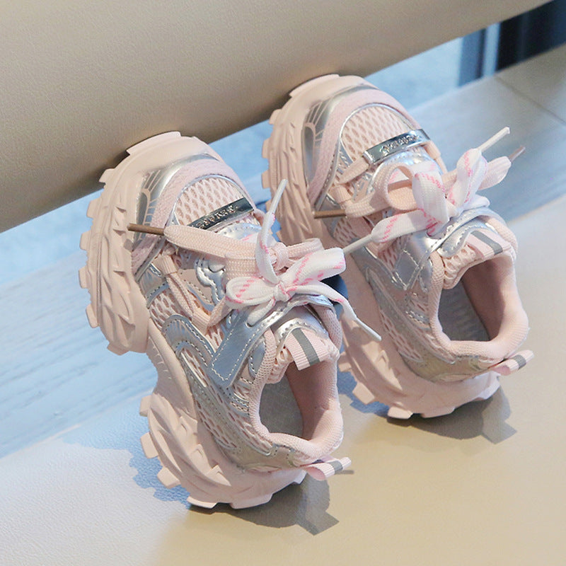 Kids Sneakers, Breathable Mesh Spring & Autumn Shoes for Girls & Boys, Fashion Chunky Platform “Dad” Shoes, Tire Sole