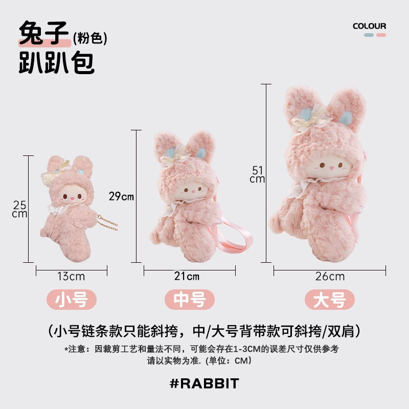 Cross-Border Fashion Cute Rubitu Pink Bunny Plush Crossbody Bag for Kids—Child’s Doll Bag, Girls’ Backpack