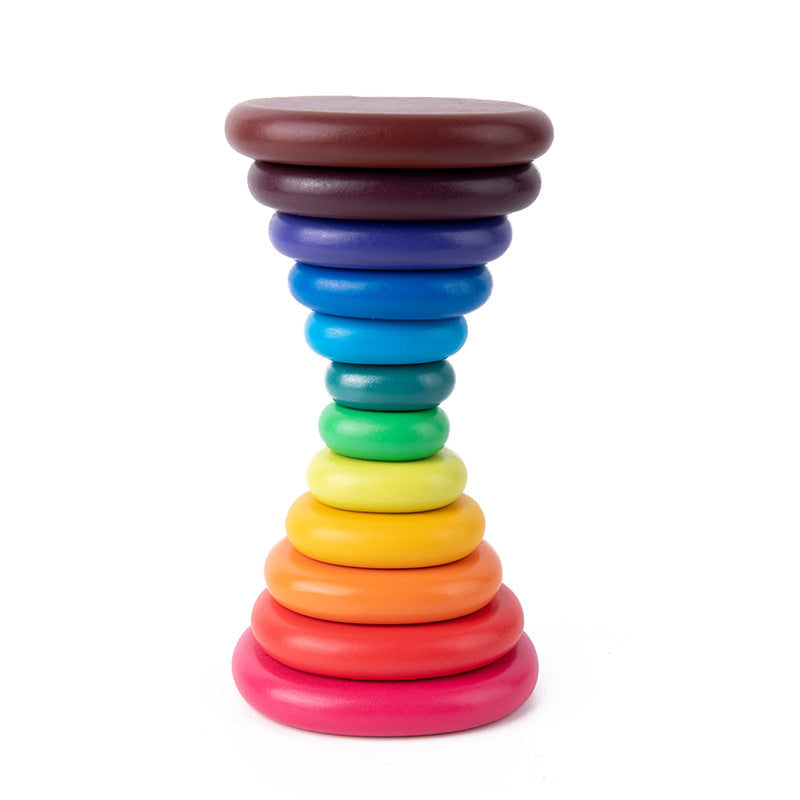 Rainbow Healing Stones Baby Color Cognitive Imagination Training Children's Educational Stacking High Assembling Toys