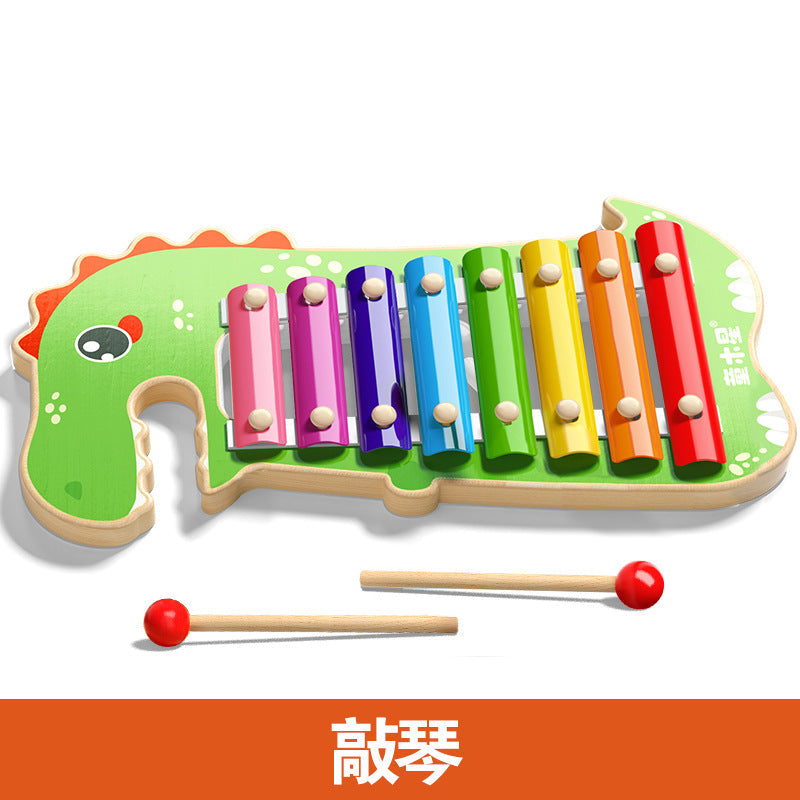 Kids Musical Toy Hand-Drum Wooden Xylophone Baby Music Percussion Instrument Gift Educational Early Learning Toy