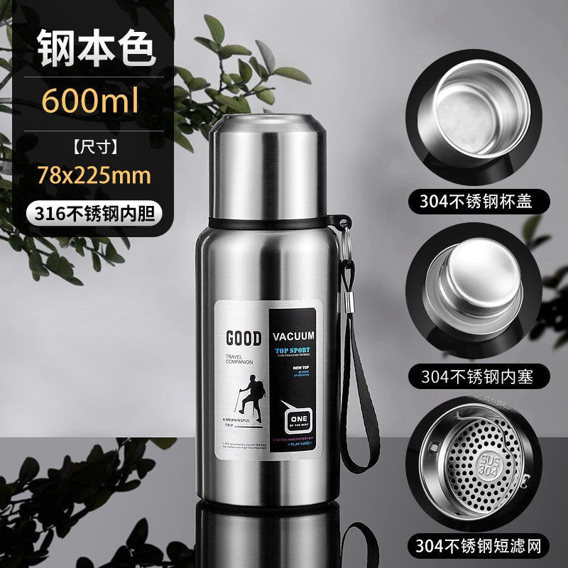 316 stainless steel liner vacuum all-steel thermal Pot Men's outdoor travel mountaineering portable large capacity thermal insulation Cup