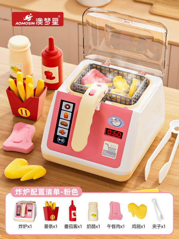 Dream Star Kids Pretend Play Kitchen Toy Color-Changing “Explosion” Oven Baby Cooking Set—Pretend Fries & Rice for Girls’ Playtime Gift