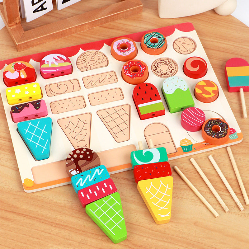 Children's Ice Cream Shop Variety Dessert Plate Role Play Puzzle Early Education Educational Toys Girls' Toys