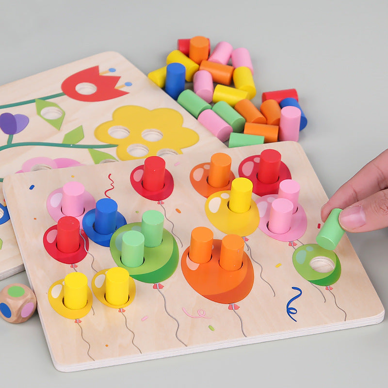 Educational Puzzle Board for Children, Color Recognition, Classification, Matching, Insert Columns, Concentration Training, Kindergarten Shape Matching