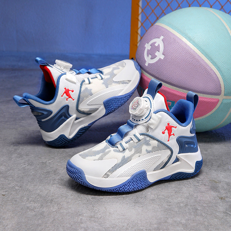 Children's Basketball Shoes 2026 Autumn Rotating Buckle Boys' Sports Shoes for Older Kids Practical Basketball Shoes Wholesale