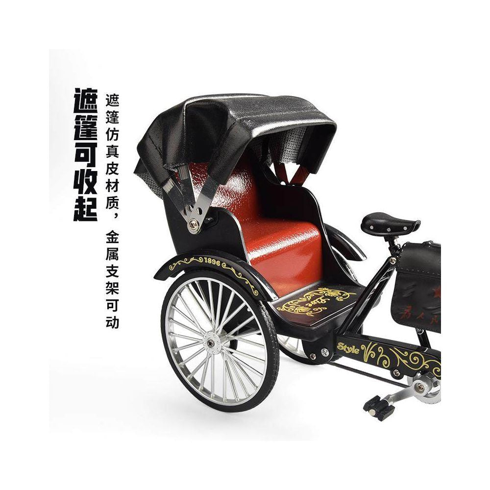 A retro style rickshaw model ornament with a vintage alloy finish made of 28 inch alloy image 4