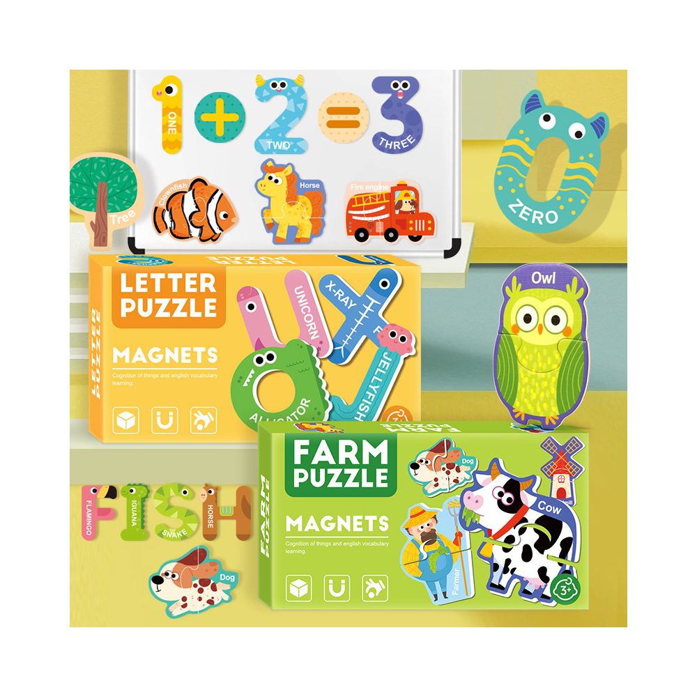 Cross border children s magnetic jigsaw puzzle refrigerator magnet early education toy 3 baby brain training fun logic puzzle image 0