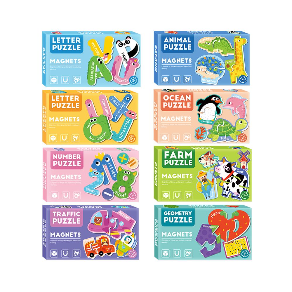 Cross border children s magnetic jigsaw puzzle refrigerator magnet early education toy 3 baby brain training fun logic puzzle image 4