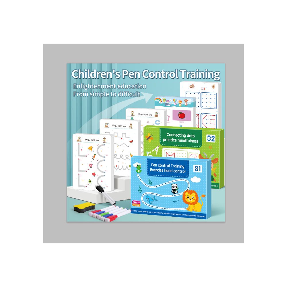 Cross border pen control training book for early childhood education basic handwriting practice erasable paper fun practice for babies image 3