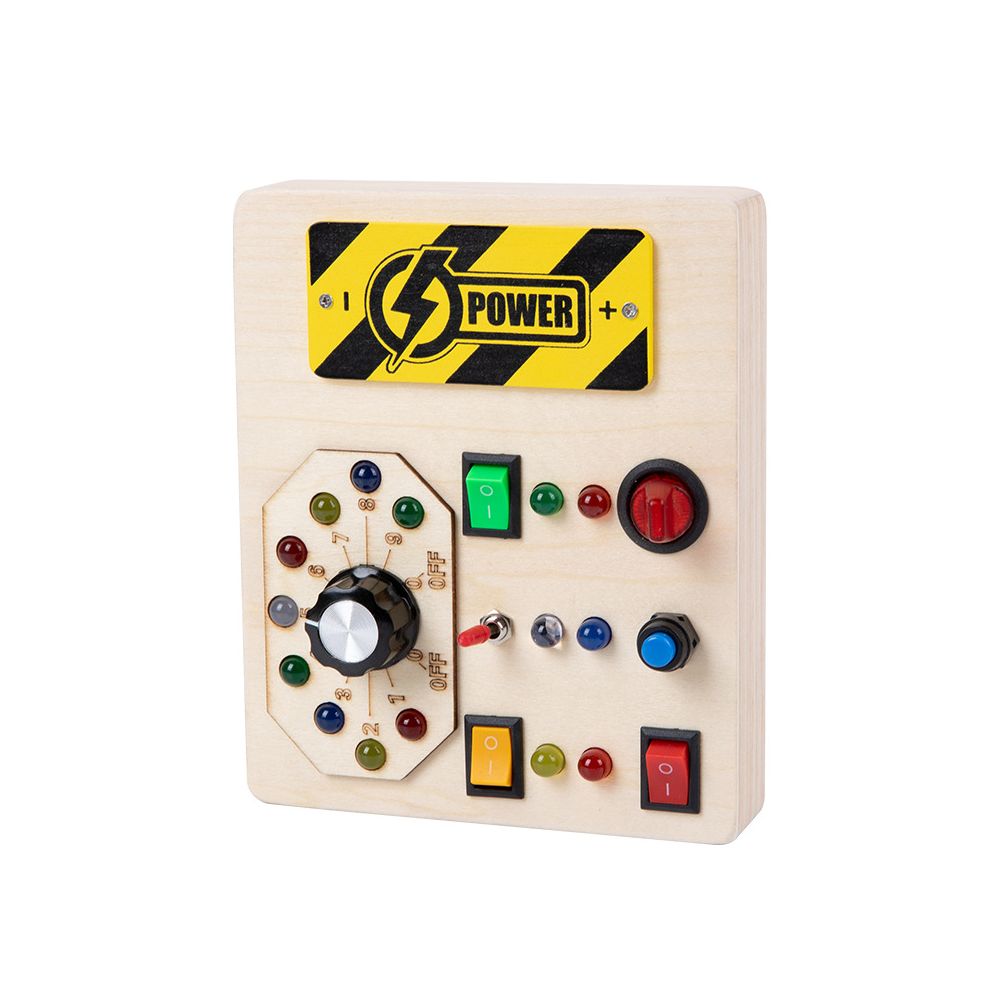 Cross border popular children s early education wooden LED light socket switch busy board toy hands on wooden toy image 3