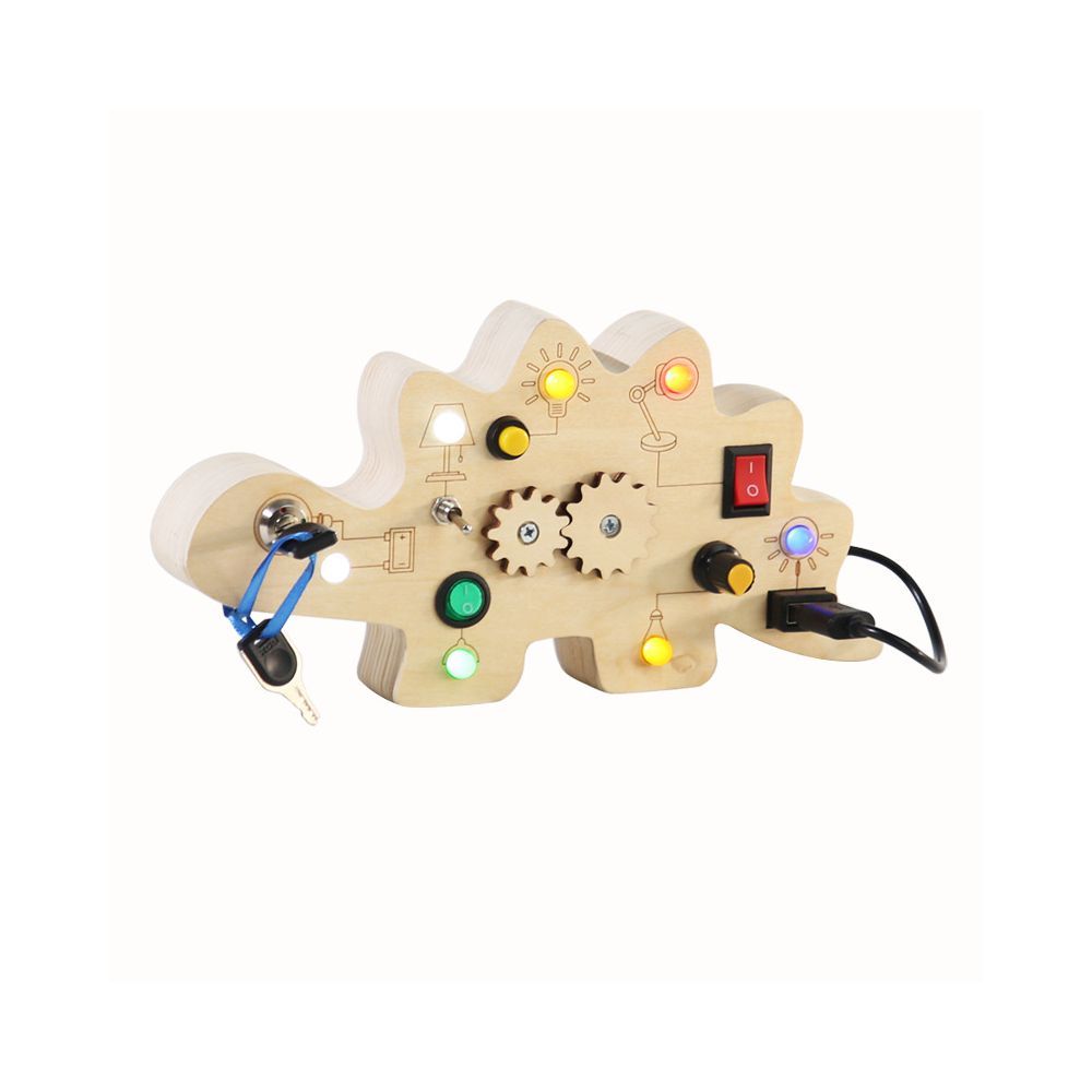 Cross border popular children s early education wooden LED light socket switch busy board toy hands on wooden toy