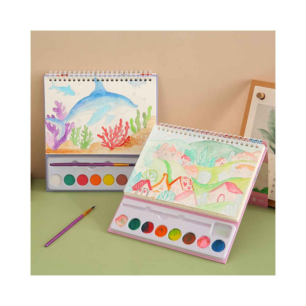 Cartoon Watercolor Painting Set Cross border Trade 8 Colors DIY Art Sketchbook Children s and Students Watercolor Painting Toy image 3