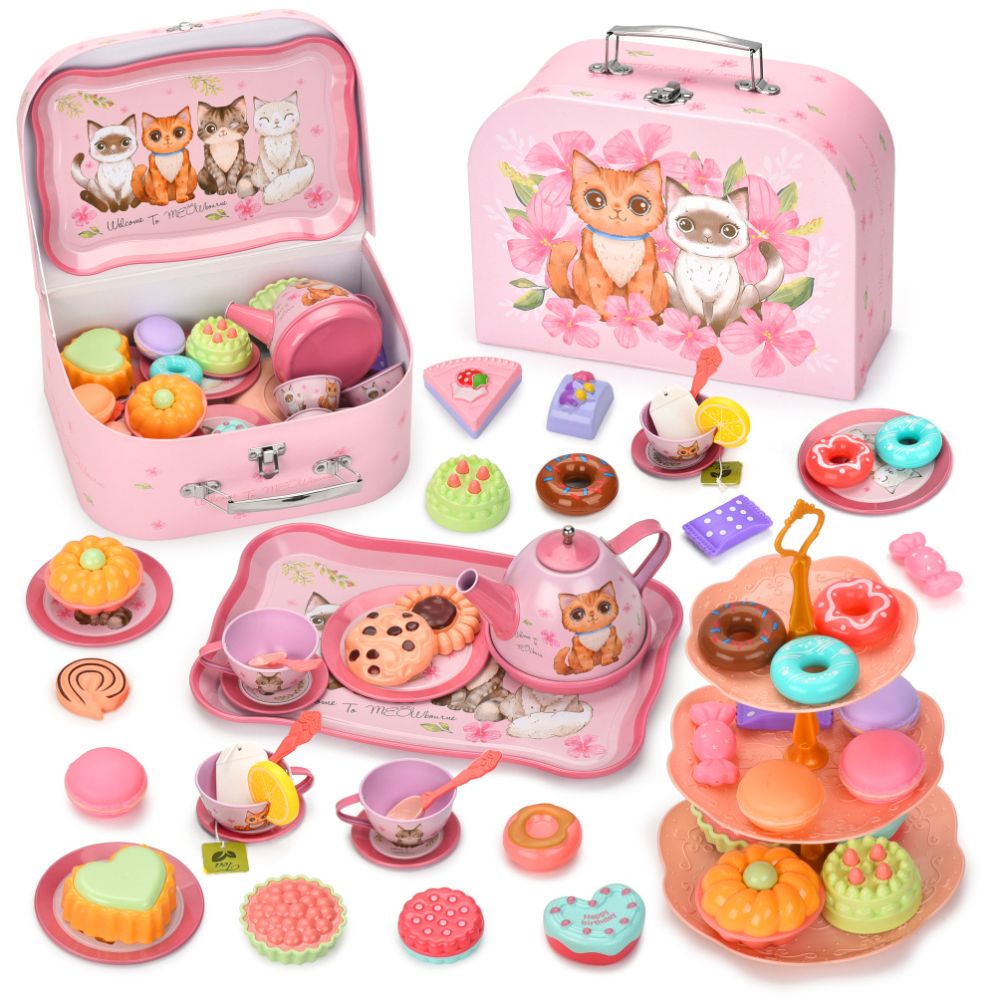 New children s pretend afternoon tea set tinplate unicorn tea set toy afternoon tea gift box set