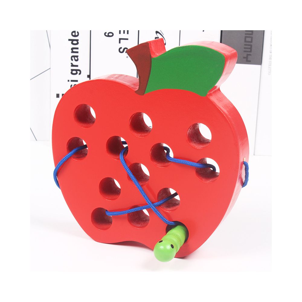 Wooden Insect Eating Fruit Baby Threading Caterpillar Apple Threading Game Children s Early Education Toy image 2