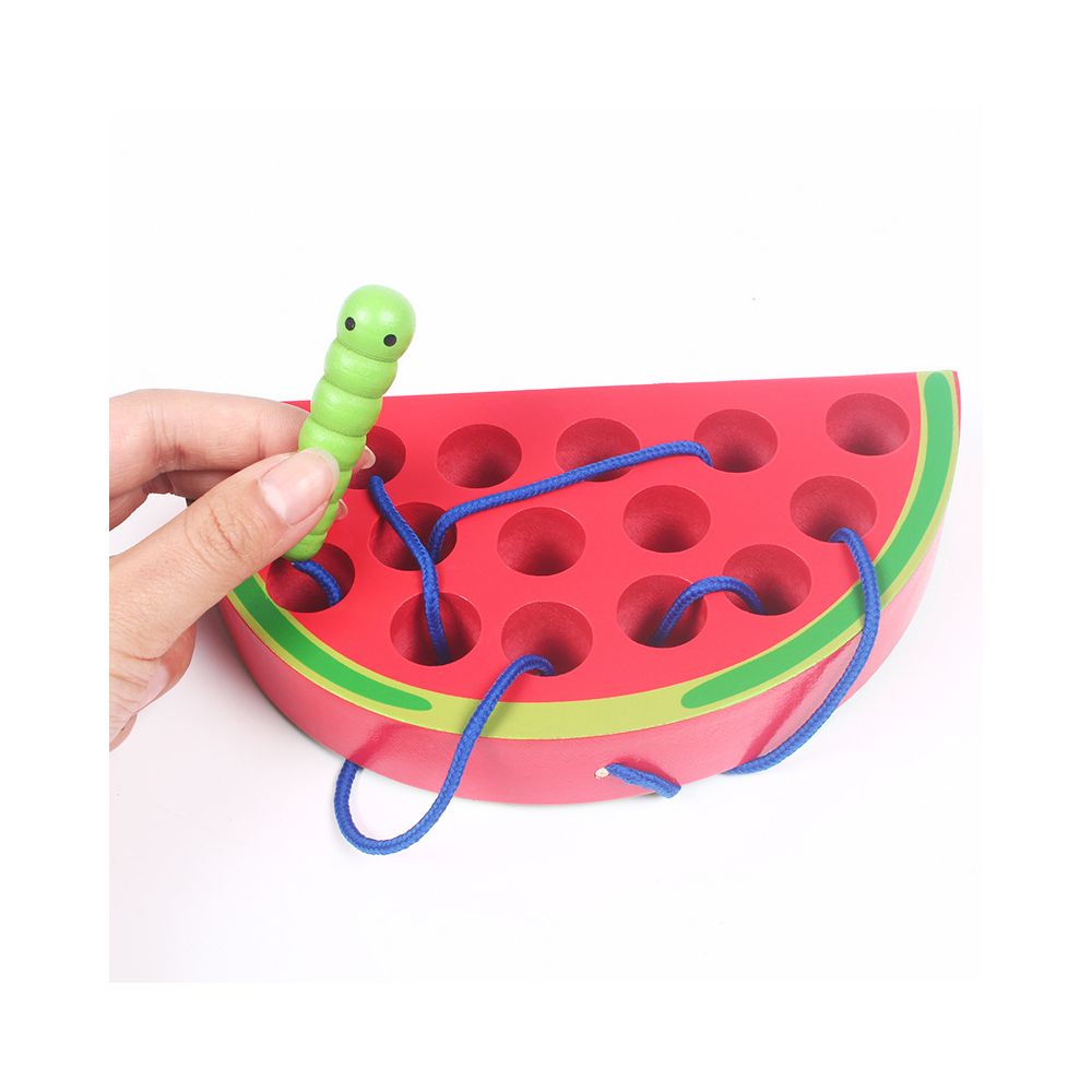 Wooden Insect Eating Fruit Baby Threading Caterpillar Apple Threading Game Children s Early Education Toy image 3