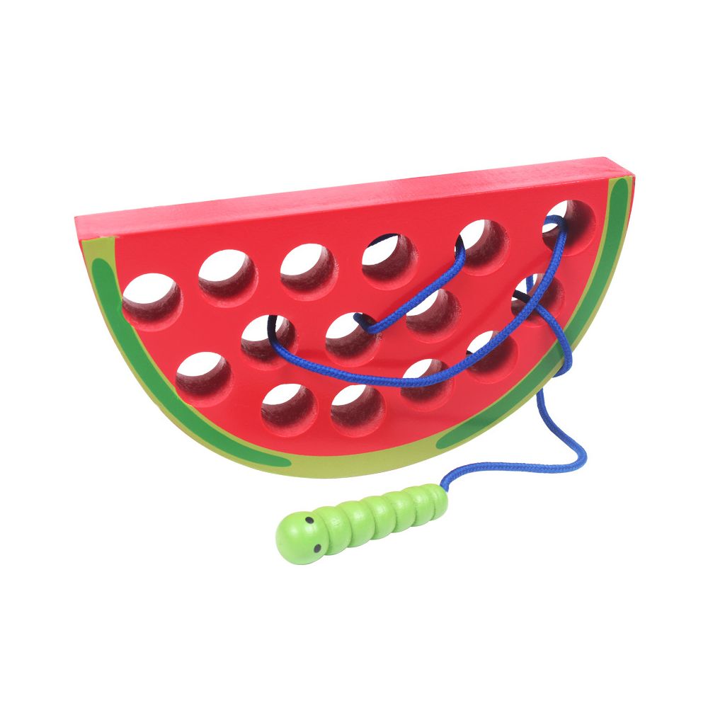 Wooden Insect Eating Fruit Baby Threading Caterpillar Apple Threading Game Children s Early Education Toy