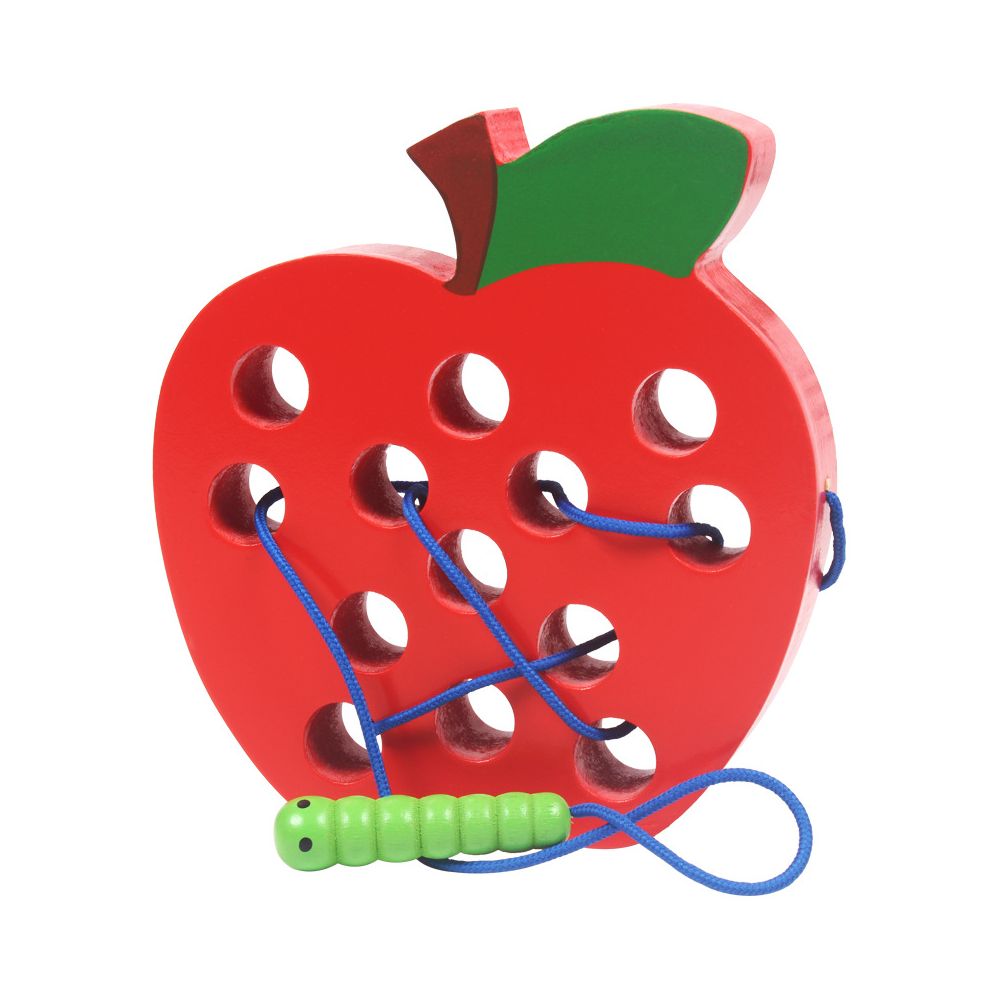Wooden Insect Eating Fruit Baby Threading Caterpillar Apple Threading Game Children s Early Education Toy
