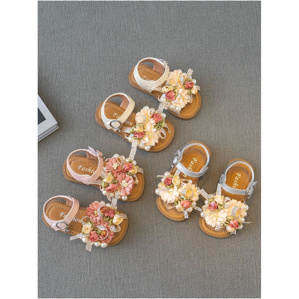 2025 Summer New Girl s Flower Sandals Fairy Style Princess Shoes Children s Baby Shoes Soft soled Beach Shoes Fashionable image 0