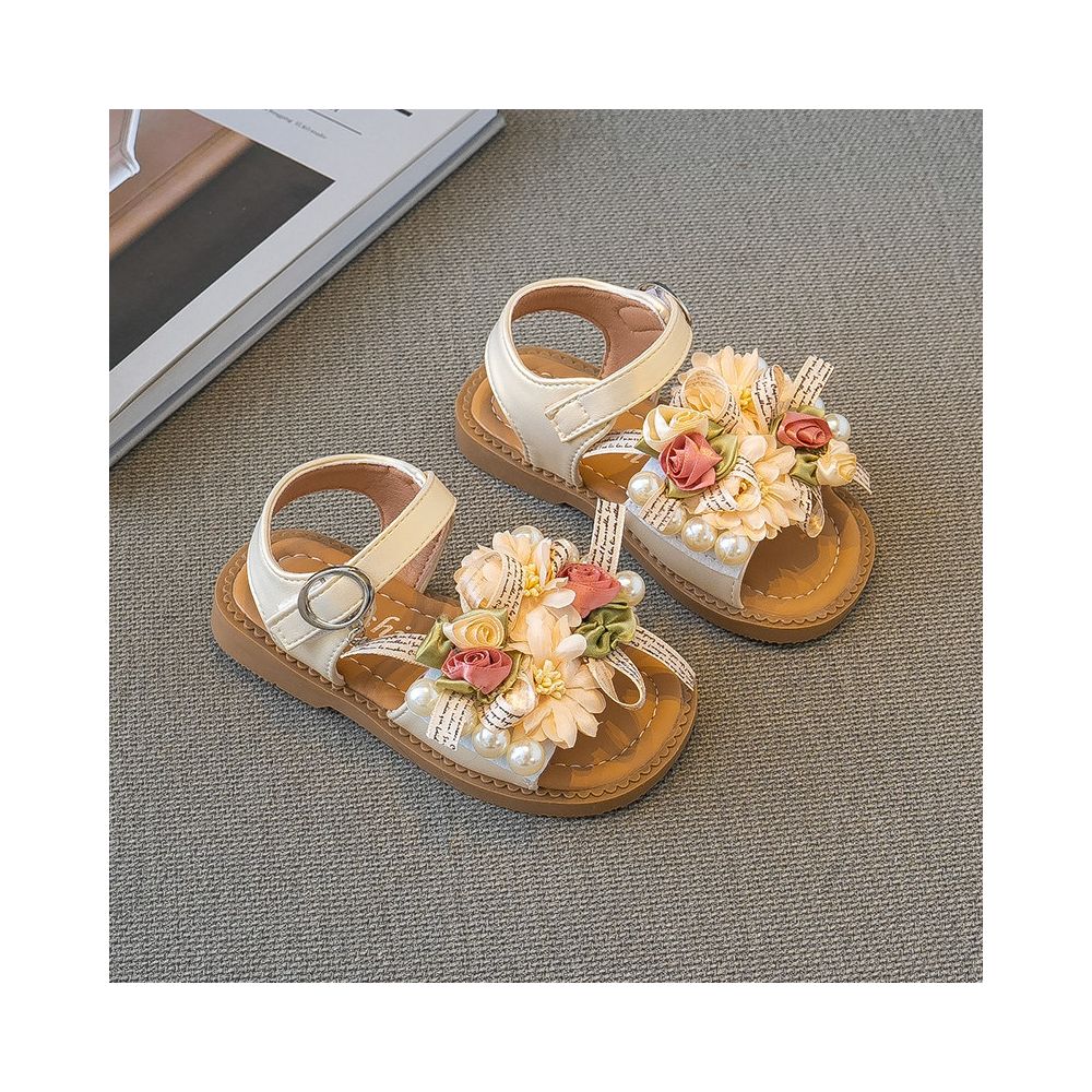 2025 Summer New Girl s Flower Sandals Fairy Style Princess Shoes Children s Baby Shoes Soft soled Beach Shoes Fashionable