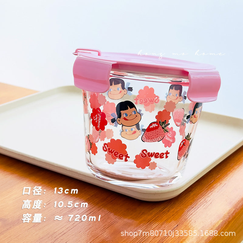 Glass Round Soup Bowl Food-Grade Sealed High-Temperature Resistant Microwave-Safe Preservation Box Set Lunch Box Preservation Seal