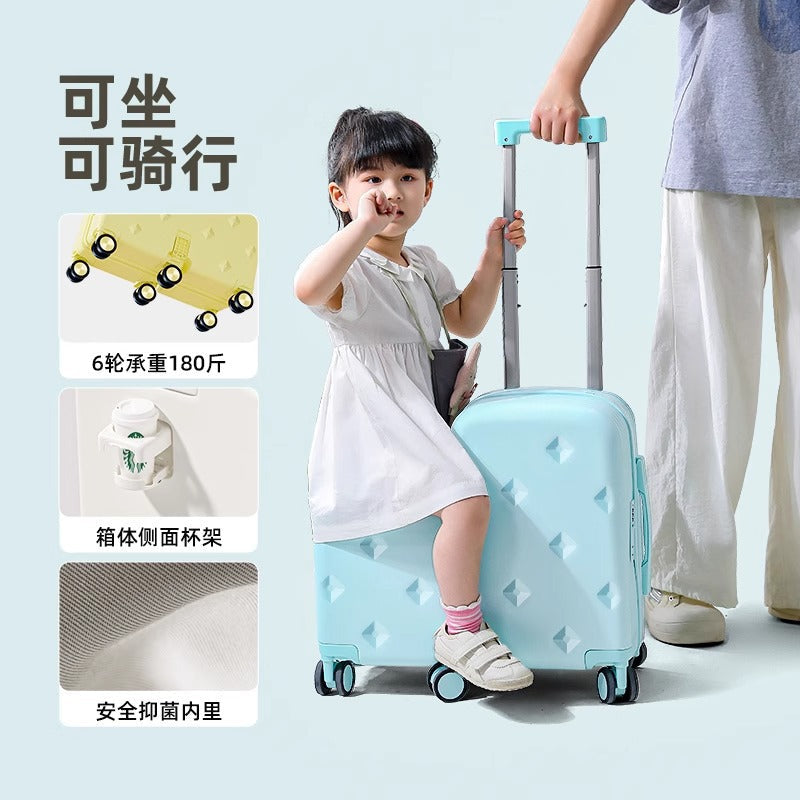 Kids Luggage Set, 2-Piece Suitcase with Nested Stroller, Can Sit On & Ride, 20-Inch Carry-On Travel Suitcase for Boys and Girls with Combination Lock