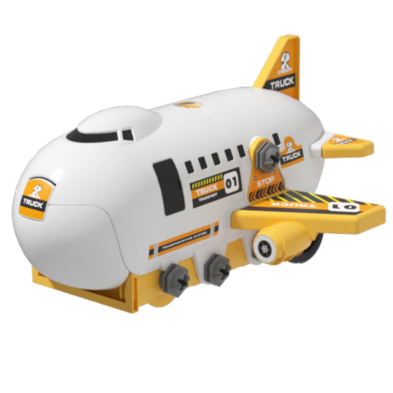 Modular Toy Airplane Children’s Educational Screw-Drilling Assemble Toy for Kids | Toddler Learning Building Tool for Boys with Inertia Engineering Car