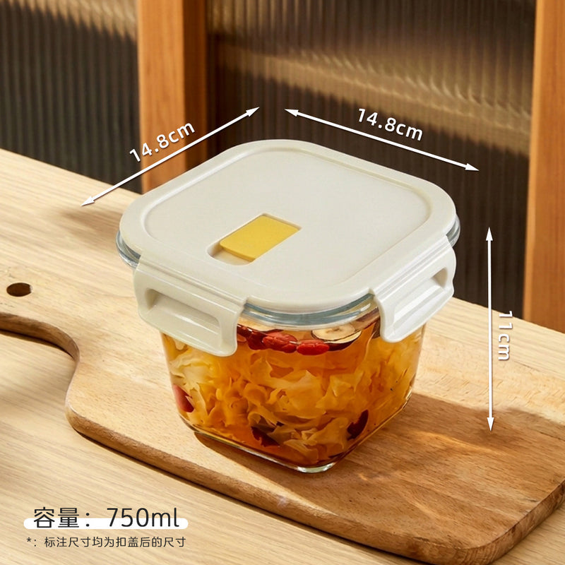 Glass Soup Bowl Household Sealed Square Microwave Heating Special Bowl for Office workers Adult Lunch Box with Lid for Fresh Keeping