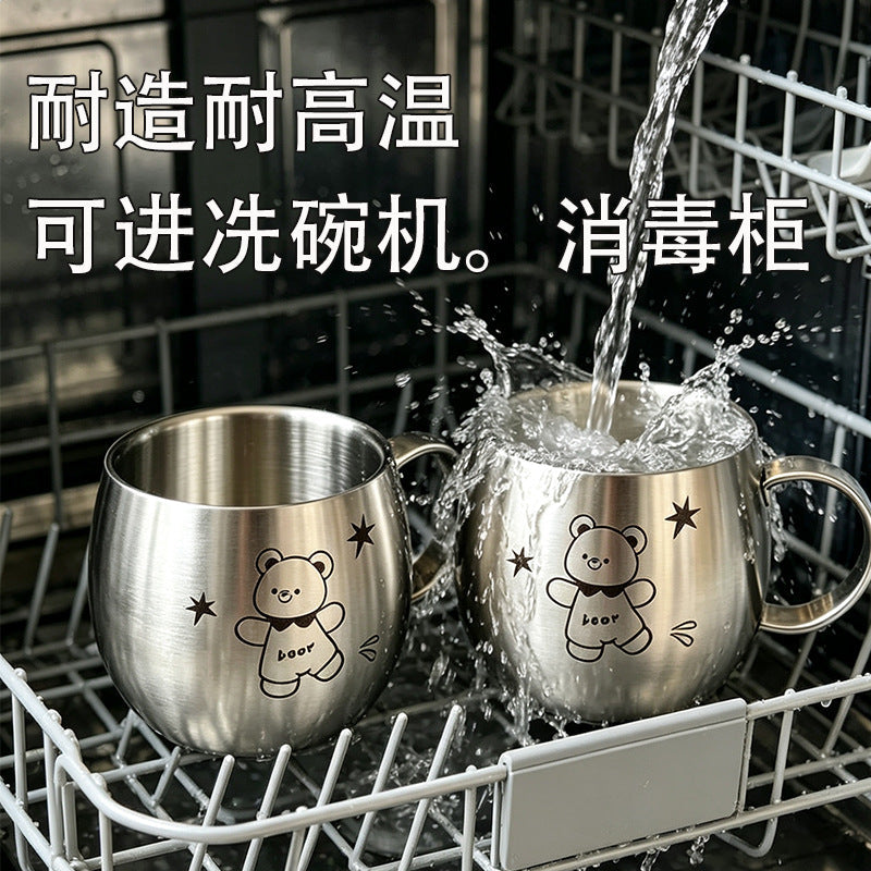 304 Stainless Steel Anti-Bacterial Kids Water Cup, Heat-Resistant and Drop-Proof Toddler Drinking Cup, Nursery Baby Milk Cup for Home