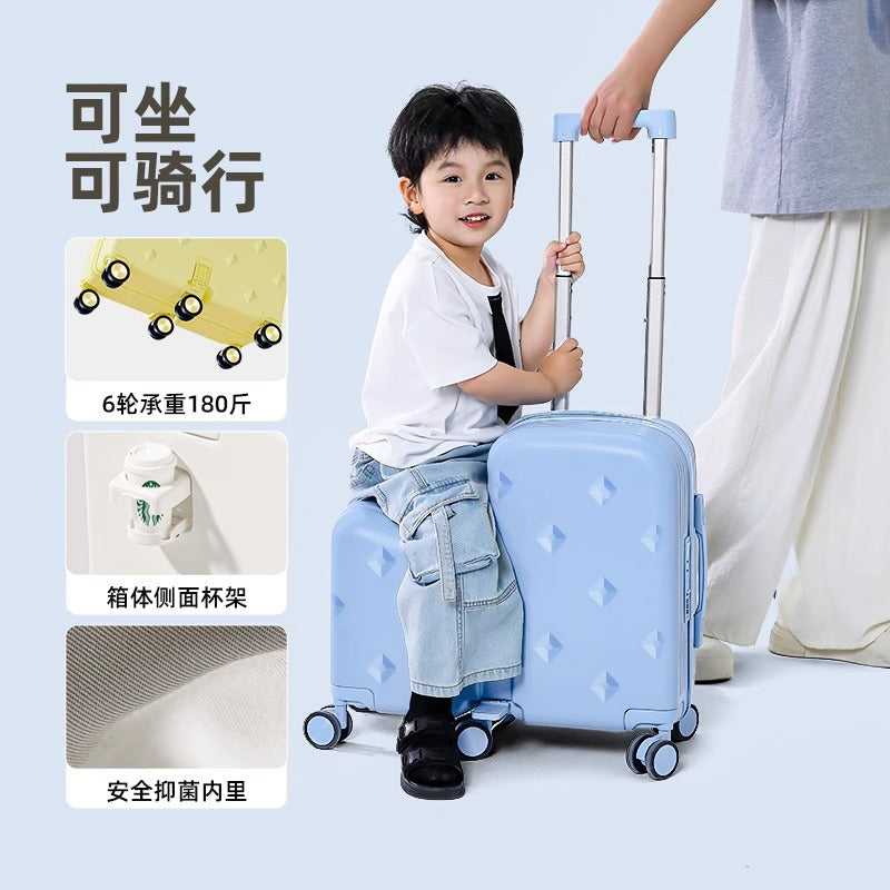 Kids Luggage Set, 2-Piece Suitcase with Nested Stroller, Can Sit On & Ride, 20-Inch Carry-On Travel Suitcase for Boys and Girls with Combination Lock