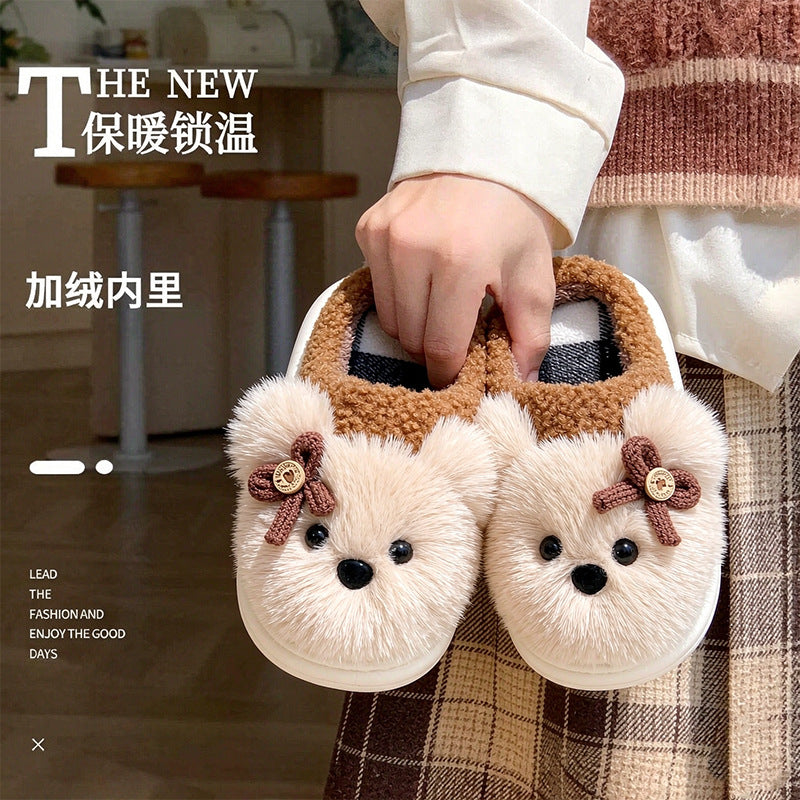 Kids cotton slippers girlscute puppy autumn winterindoorthick solenon-slip cartoonheattech boys' furry slippers