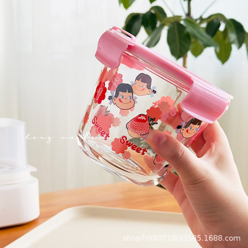 Glass Round Soup Bowl Food-Grade Sealed High-Temperature Resistant Microwave-Safe Preservation Box Set Lunch Box Preservation Seal