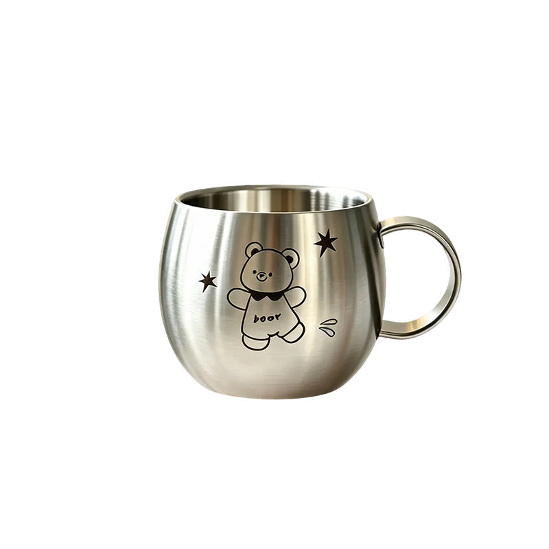 304 Stainless Steel Anti-Bacterial Kids Water Cup, Heat-Resistant and Drop-Proof Toddler Drinking Cup, Nursery Baby Milk Cup for Home