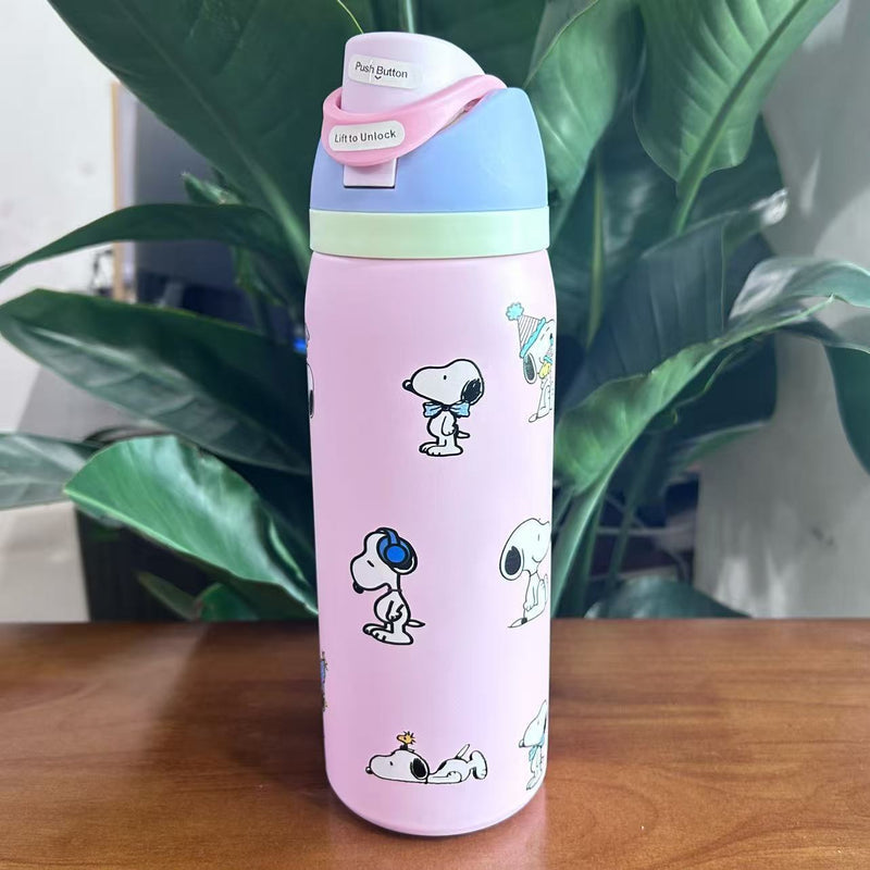 Cross-Border Fruit Cup Owala Style Thermos Cup Large Capacity Double-Layer Vacuum Sports Water Bottle Outdoor Handle Water Bottle