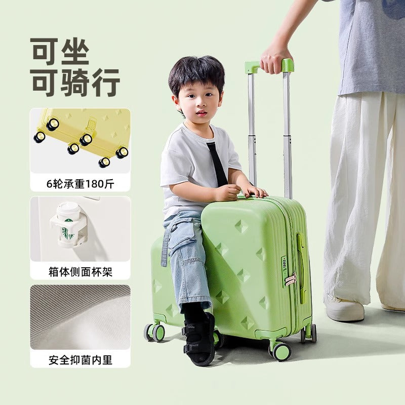 Kids Luggage Set, 2-Piece Suitcase with Nested Stroller, Can Sit On & Ride, 20-Inch Carry-On Travel Suitcase for Boys and Girls with Combination Lock